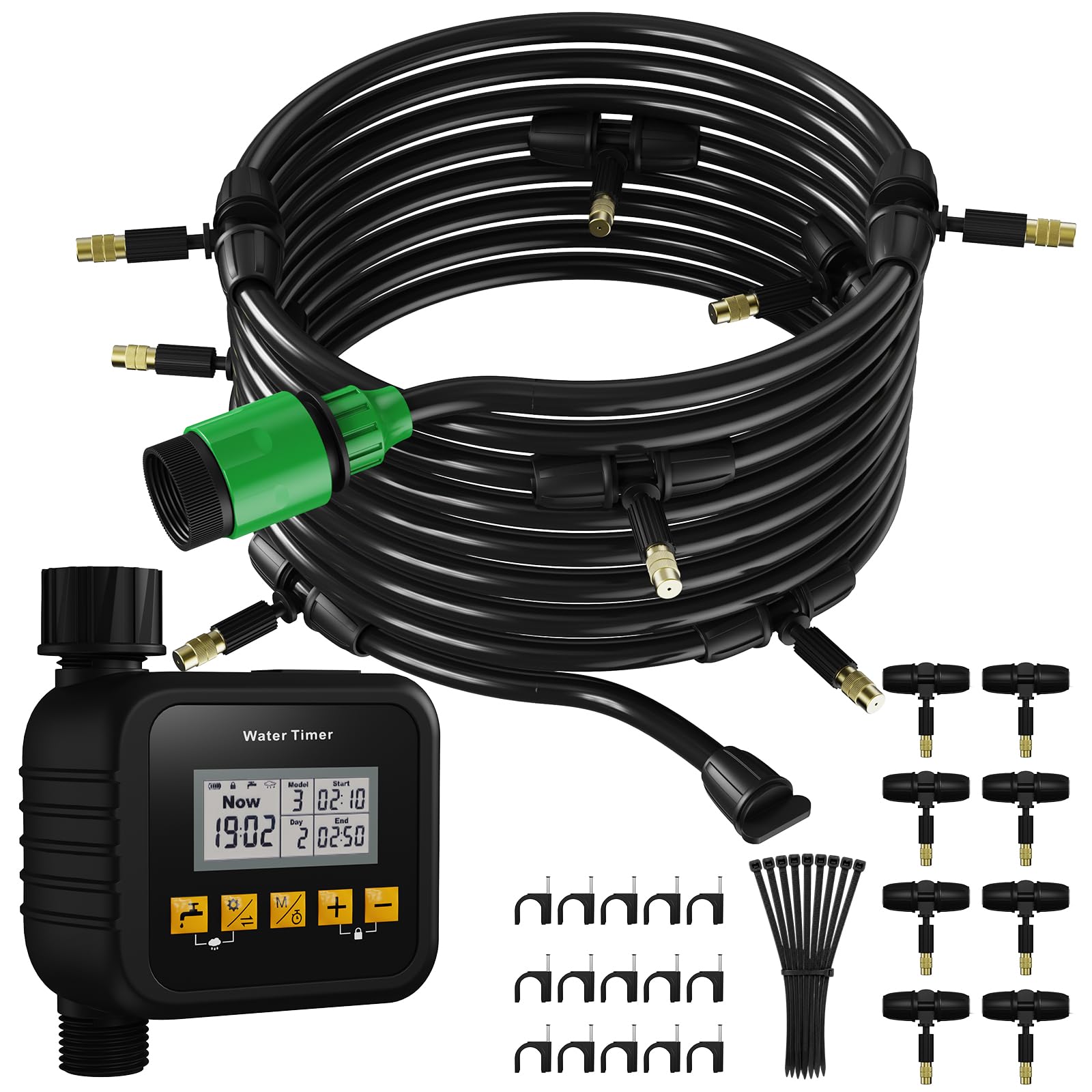Flapiki timer and nozzles front view showing easy setup benefit