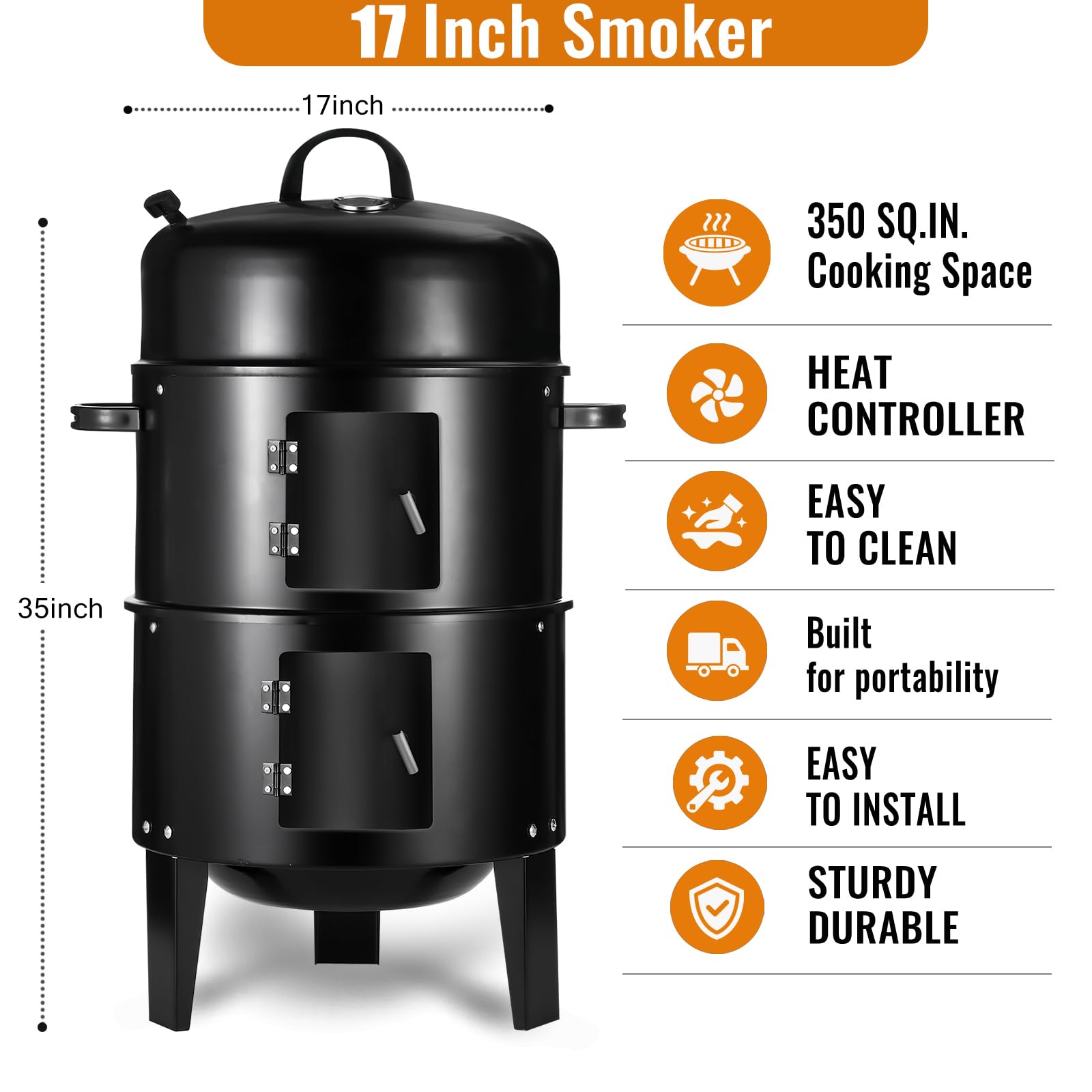 Flaryth with both access doors open enabling easy charcoal and food access