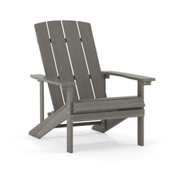 Flash Furniture gray chair front view showing faux-wood finish and relaxed silhouette