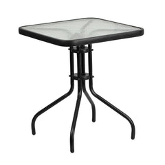 Flash Furniture Barker front view showing clear glass top and black frame for stylish durability
