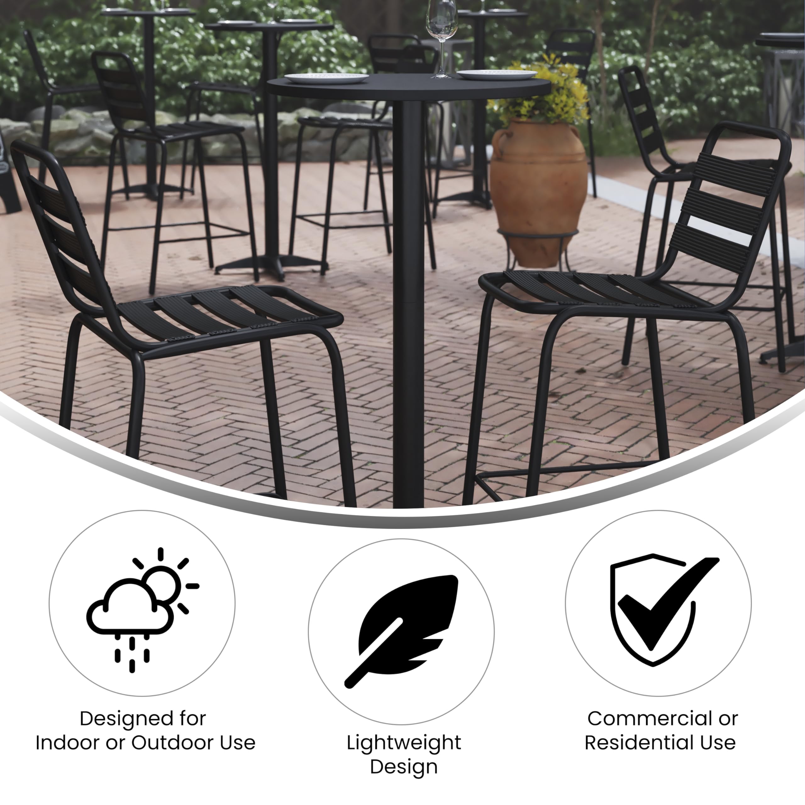 Flash Furniture detail of aluminum cross base and adjustable floor glides for stability