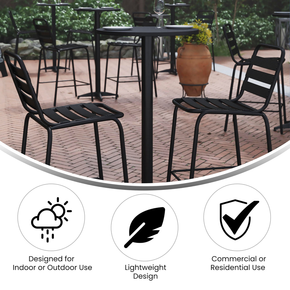 Flash Furniture detail of aluminum cross base and adjustable floor glides for stability