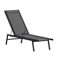 Flash Furniture Brazos chaise front view showing sleek black frame and fabric comfort