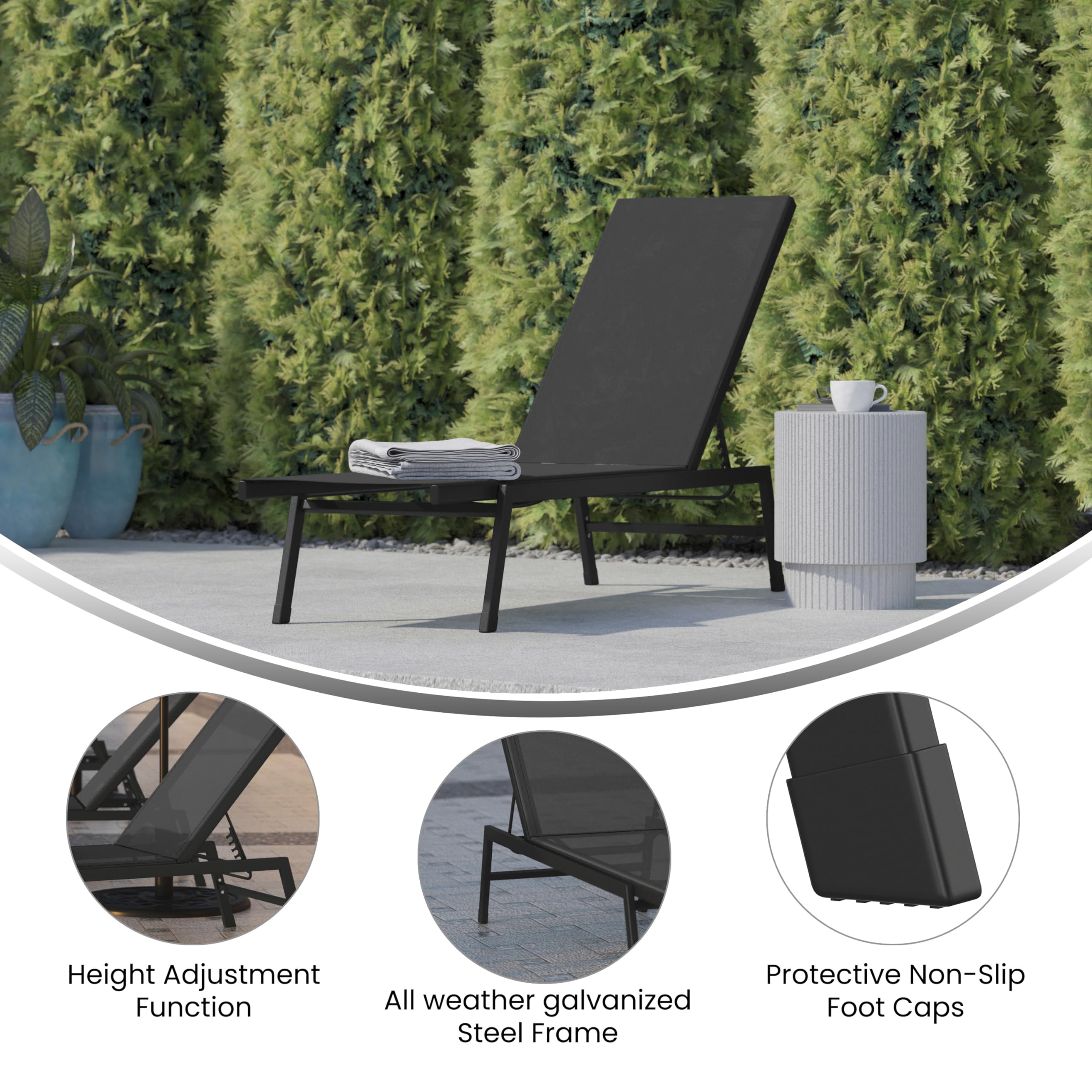 Flash Furniture Brazos detail of the recline mechanism showing reliable adjustment
