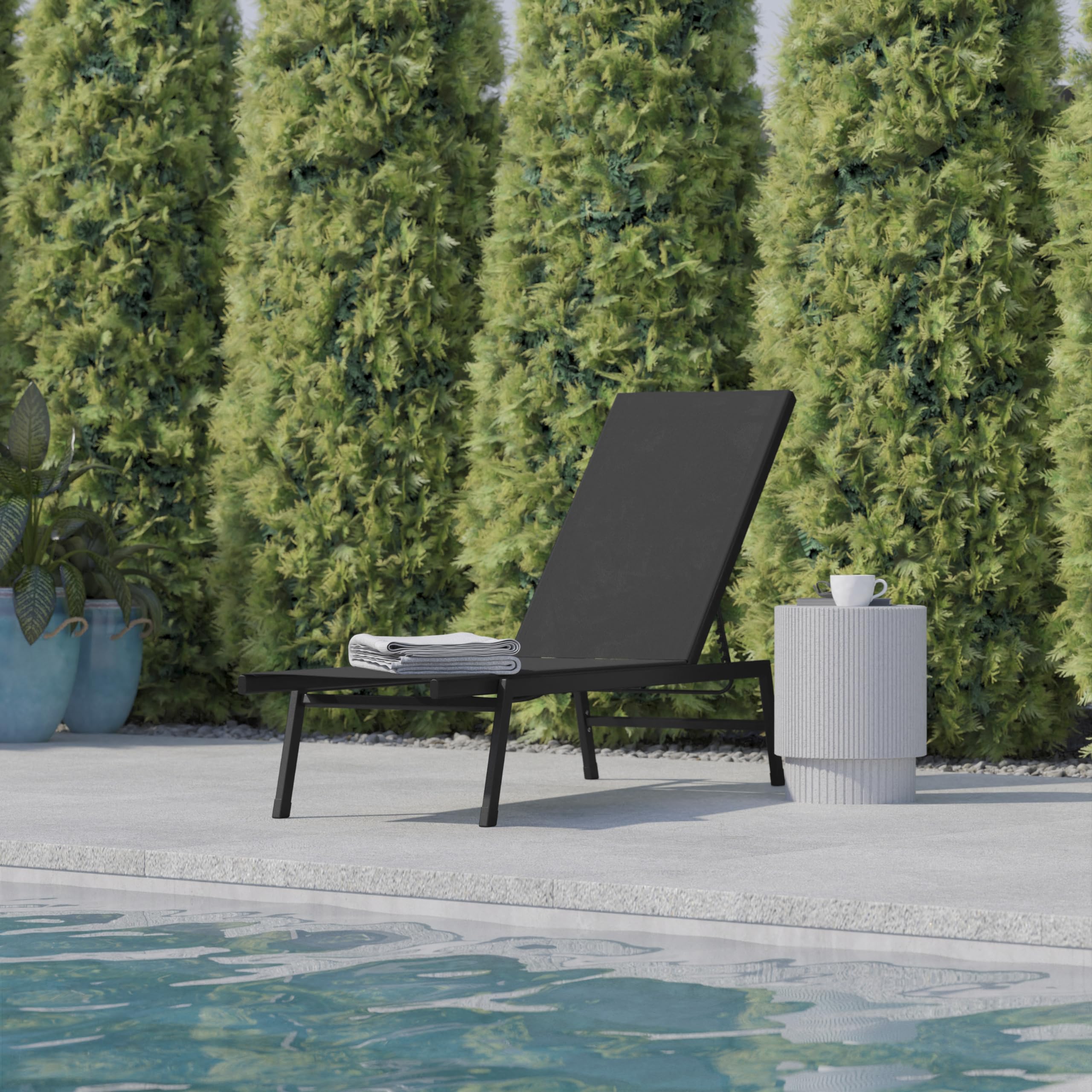 Flash Furniture Brazos close-up of breathable textilene fabric for cool airflow