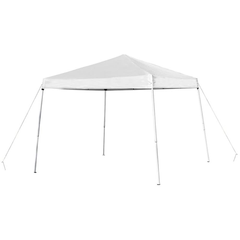 Flash Furniture canopy front view showing full blue shelter and coverage