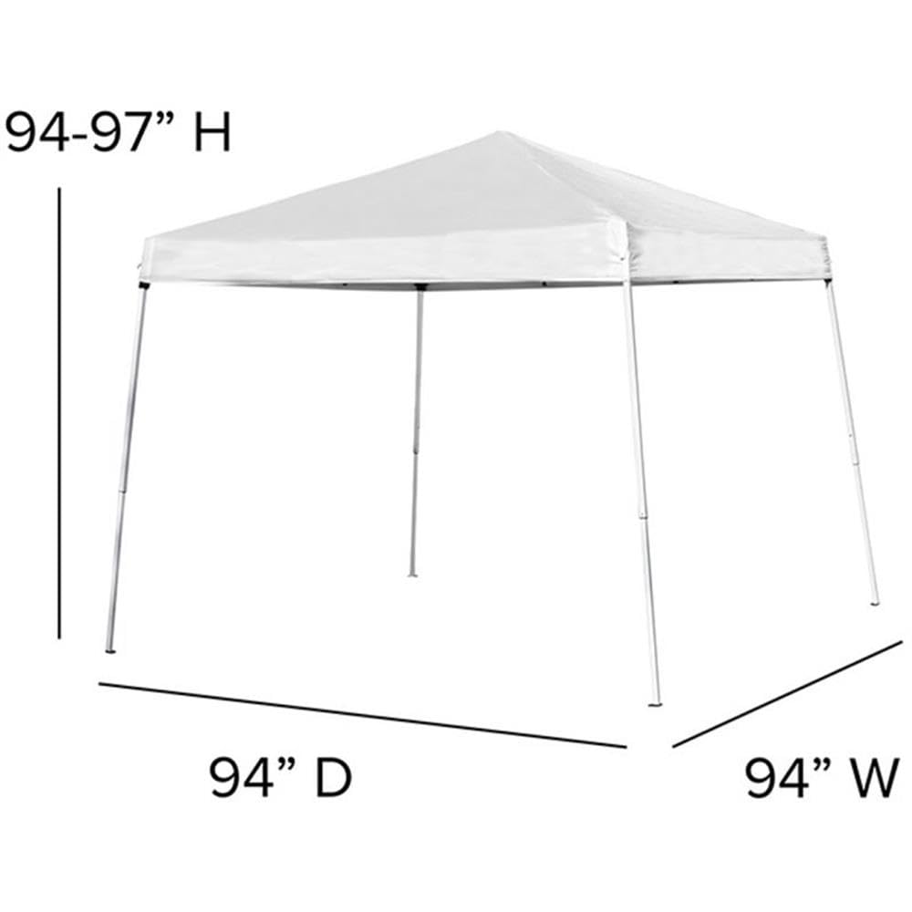 Flash Furniture canopy over 6-foot table to show usable coverage