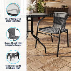 Flash Furniture chair close-up on gray rattan seat showing comfort and breathable weave