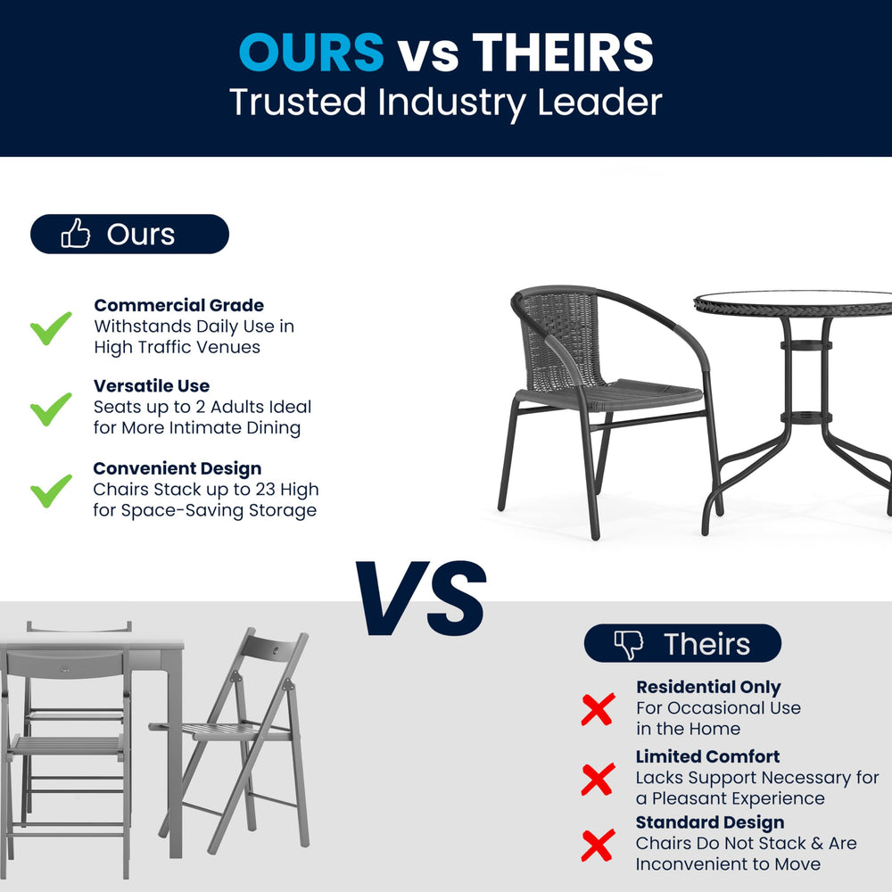 Flash Furniture stacked chairs demonstrating compact storage and space-saving benefit
