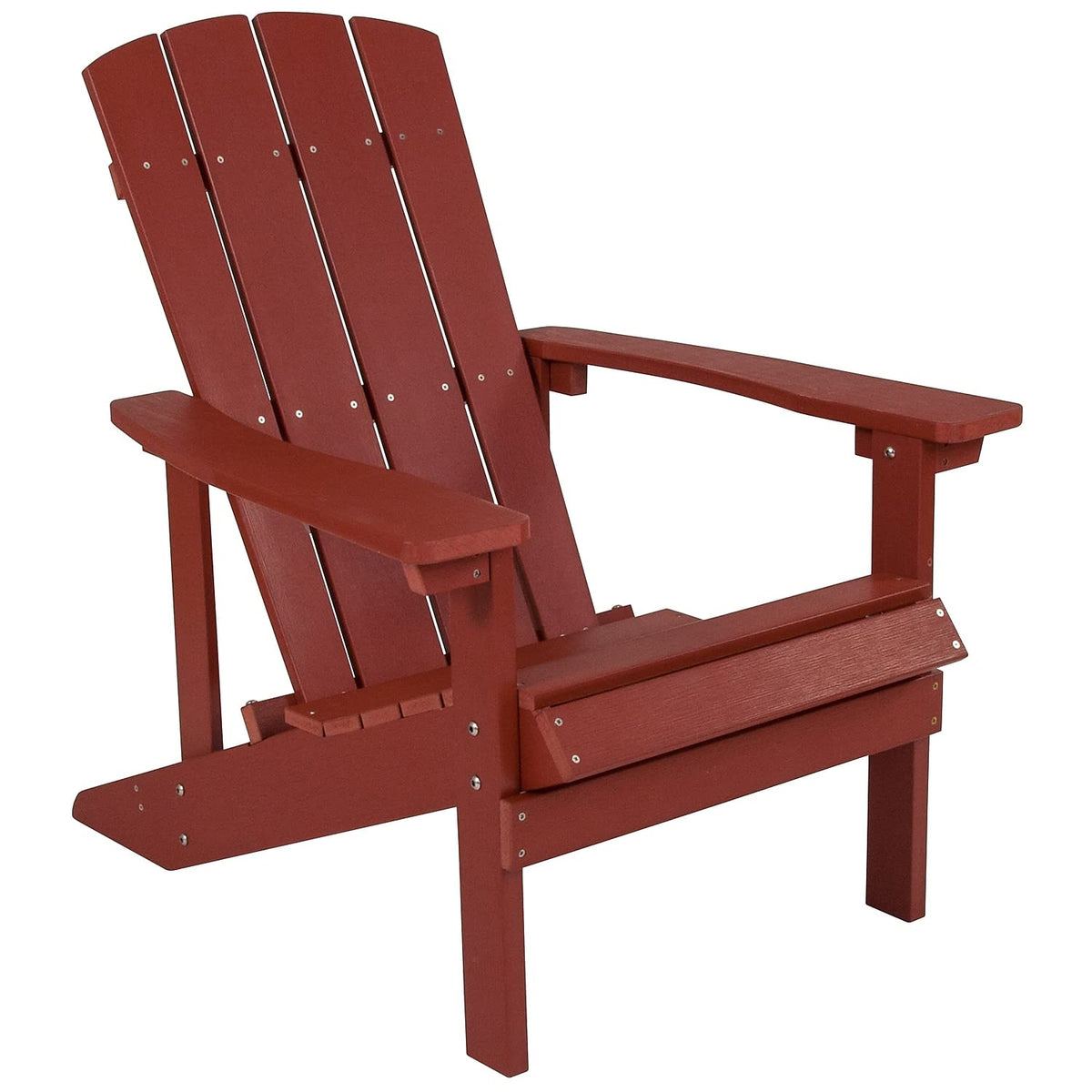 Flash Furniture Charlestown front view showing red Adirondack and comfortable recline