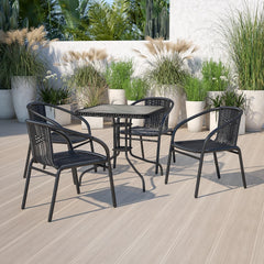 Flash Furniture close-up of tempered glass top showing smooth ripple texture benefit