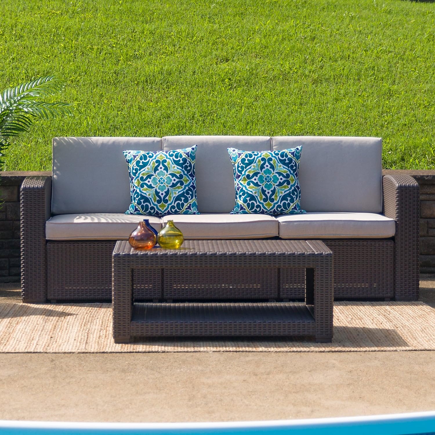 Flash Furniture close-up of rattan texture highlighting low-maintenance resin