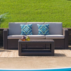 Flash Furniture close-up of rattan texture highlighting low-maintenance resin