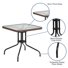 Flash Furniture metal frame and rattan edge detail showing weather-ready construction