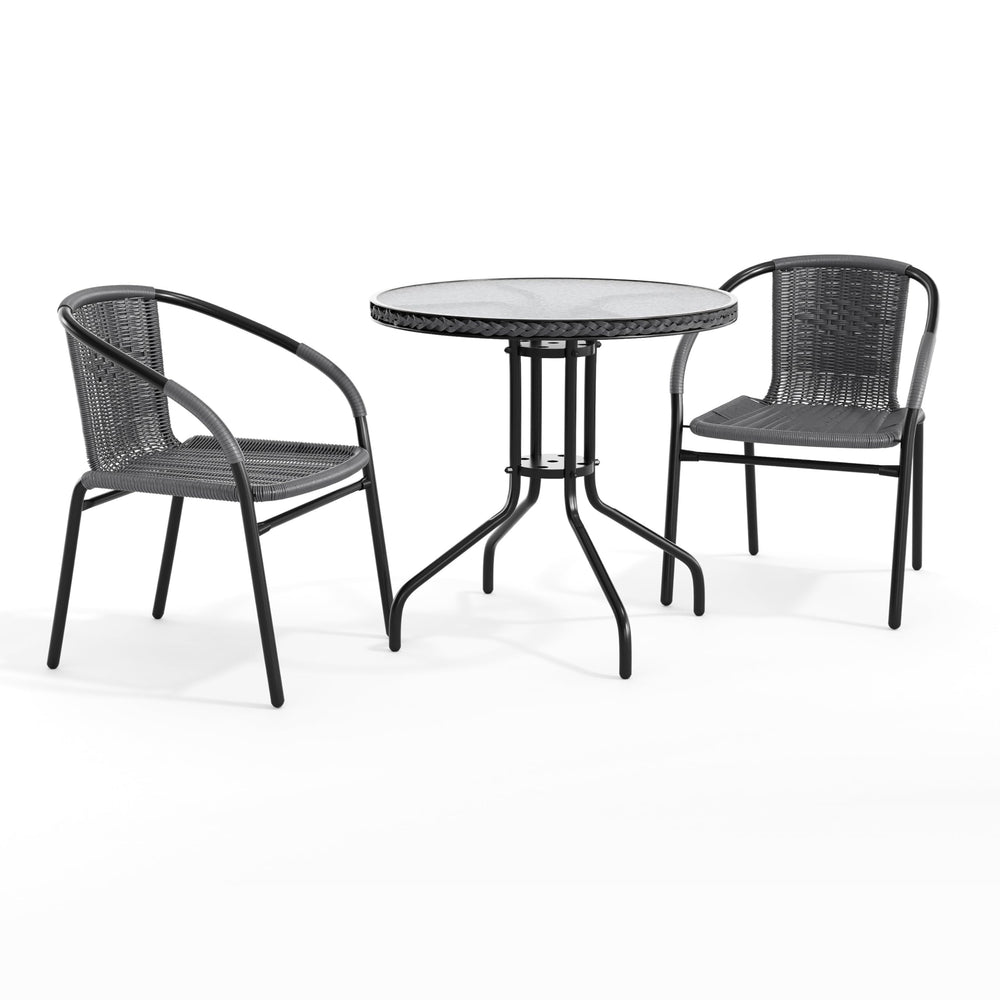 Flash Furniture front view of full set showing compact patio styling and durability