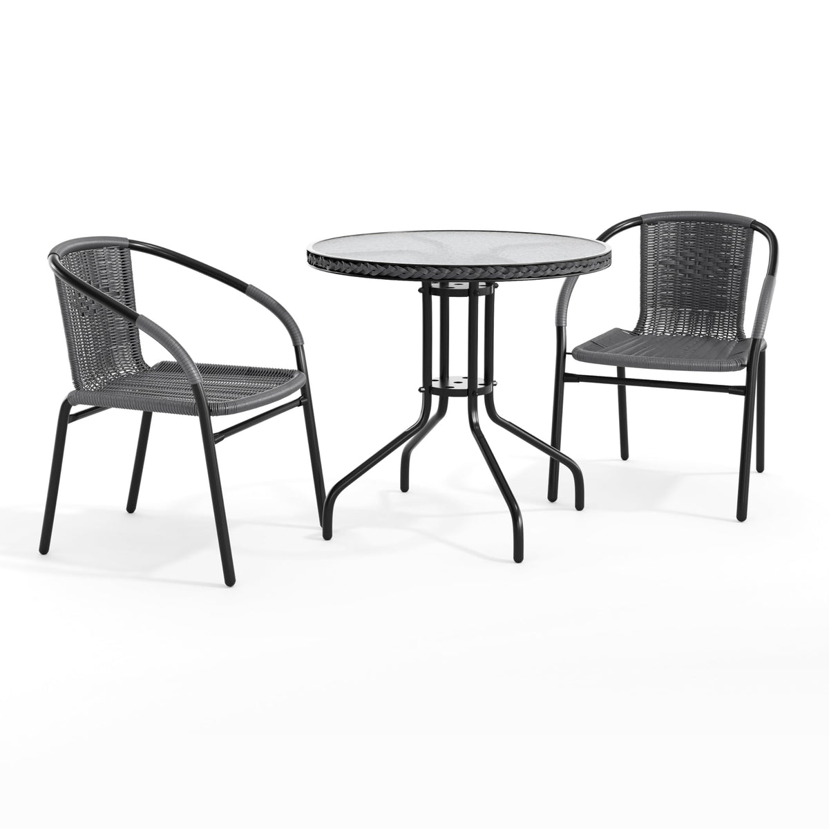 Flash Furniture front view of full set showing compact patio styling and durability