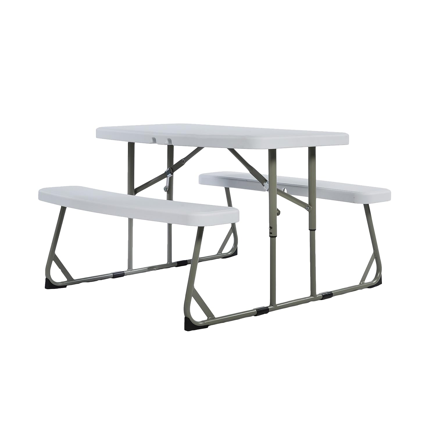 Flash Furniture front view of white kids picnic table showing seating for four and compact design