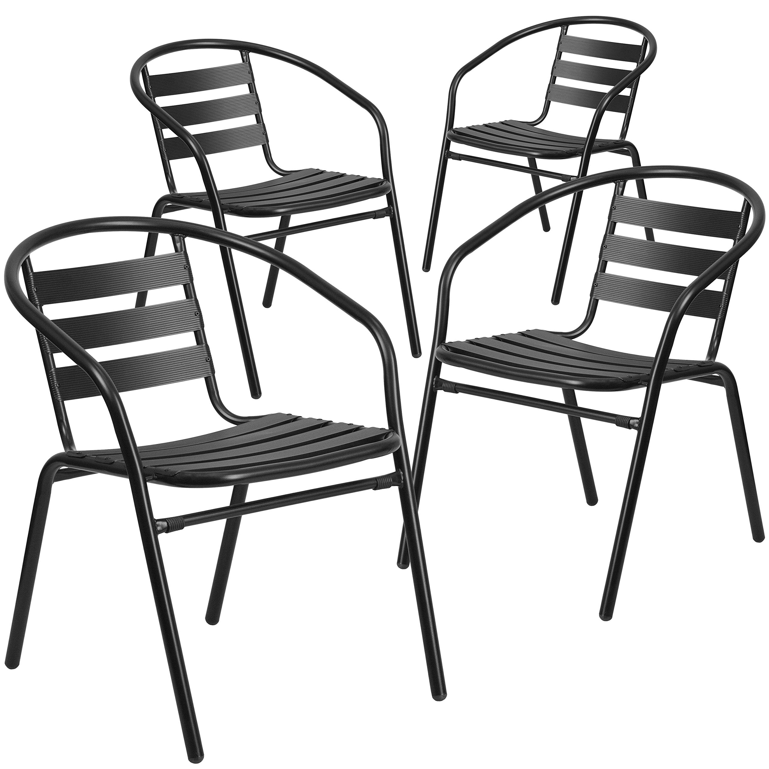 Flash Furniture front view of chair showing slat back and durable finish for hospitality