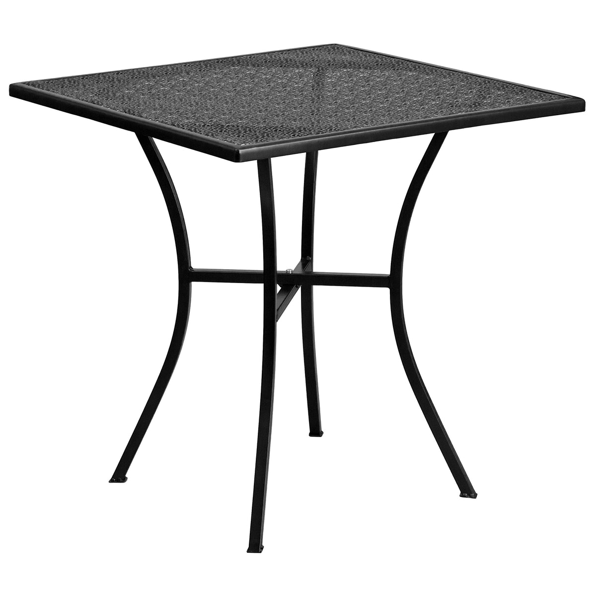 Flash Furniture front view of black square patio table showing overall shape and finish