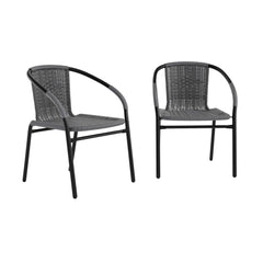 Flash Furniture front view gray rattan chair showing sleek silhouette and comfortable back