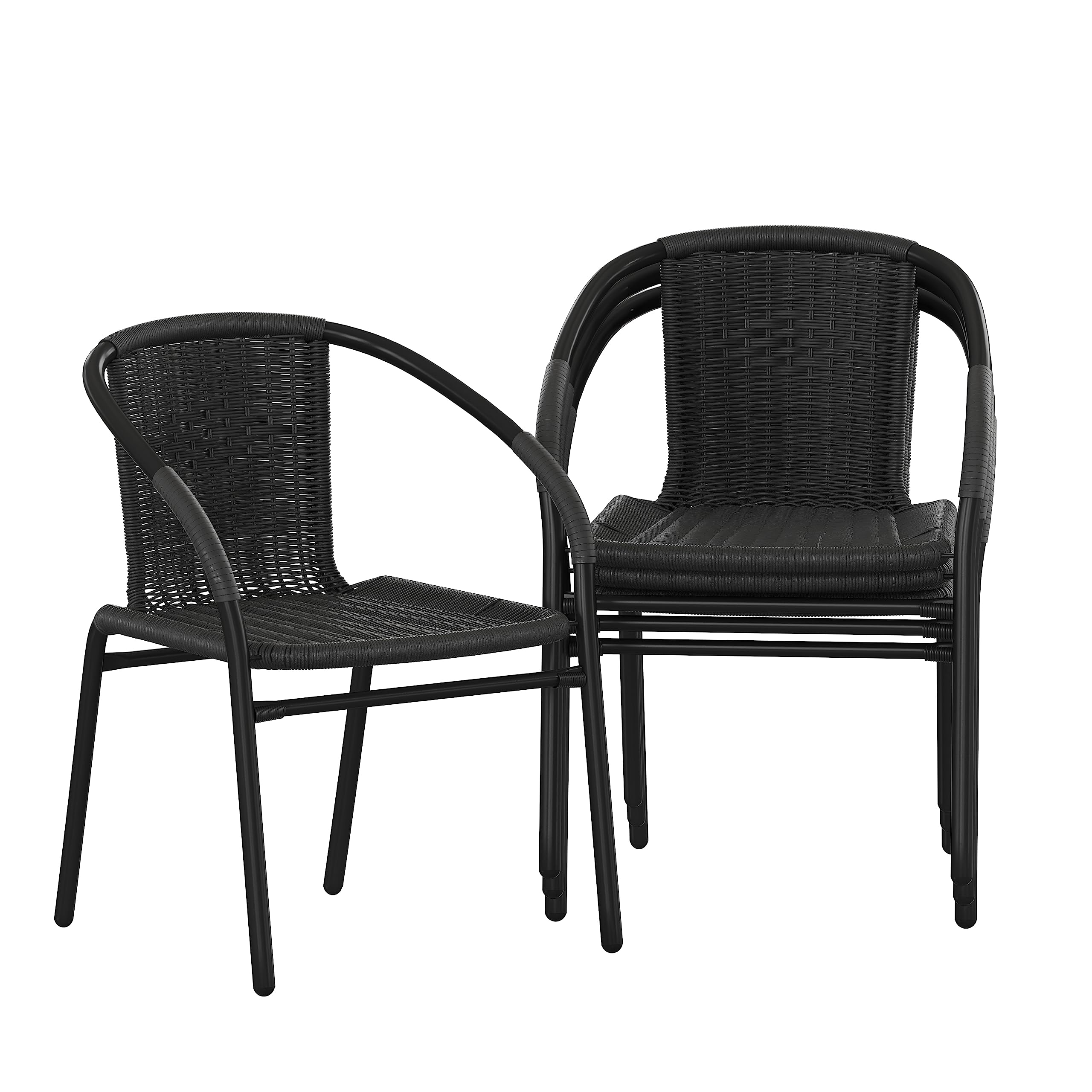 Flash Furniture Lila front view showing woven rattan and elegant silhouette for stylish seating