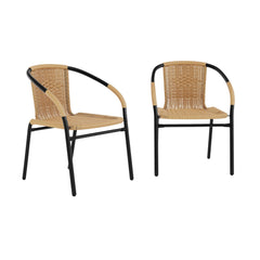 Flash Furniture Lila front view showcasing beige rattan and sturdy frame for stylish seating