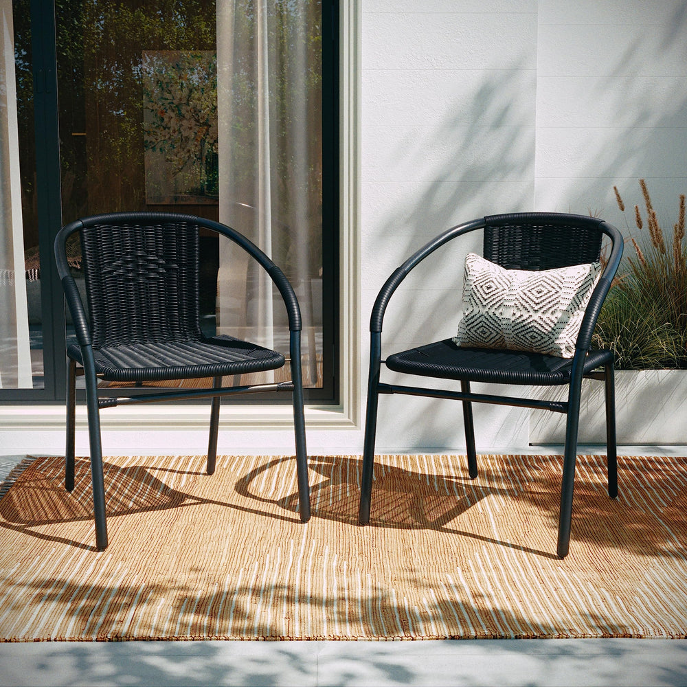 Flash Furniture Lila set arranged on a patio showing durability and attractive outdoor styling
