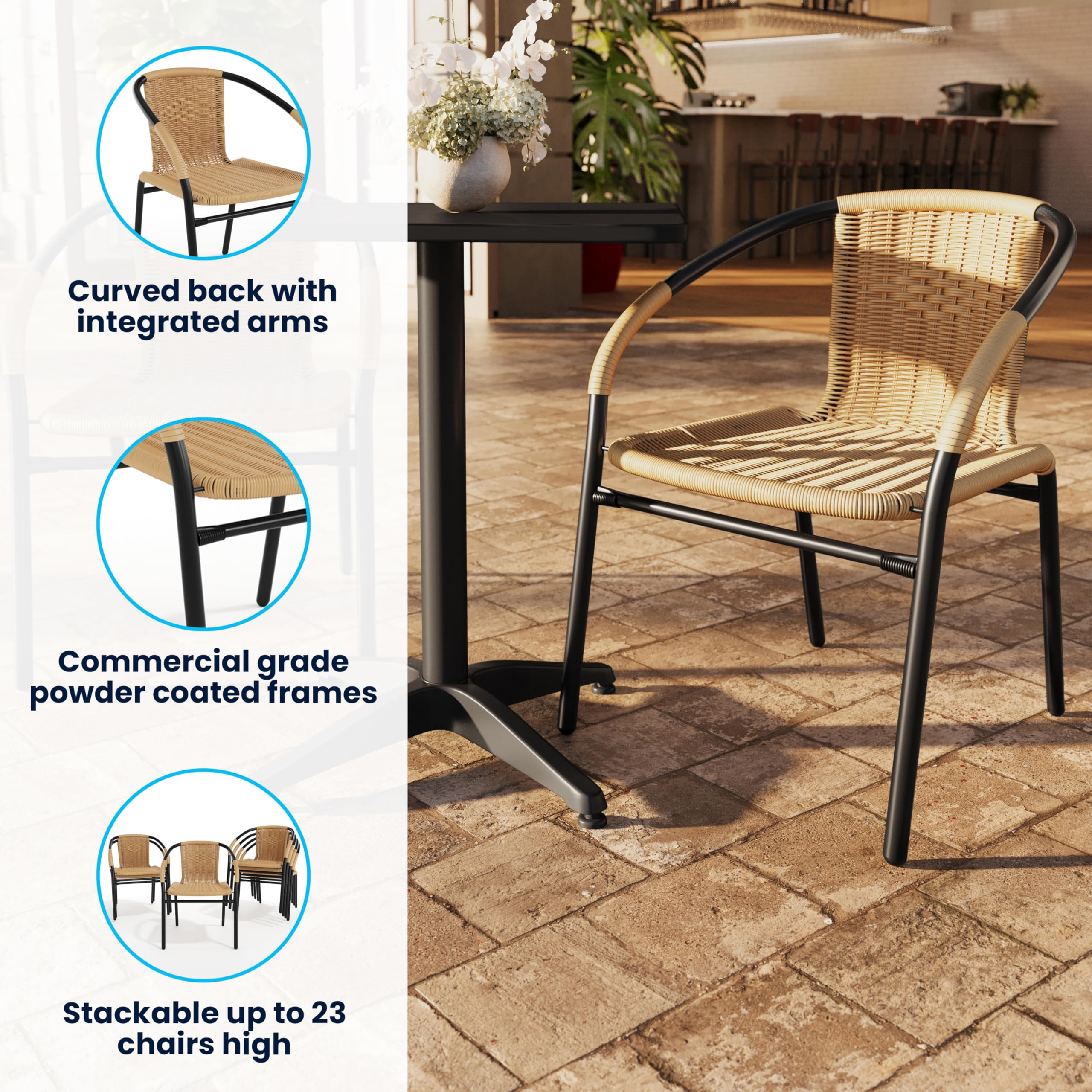 Flash Furniture Lila on patio beside table showing outdoor-ready style and ambiance