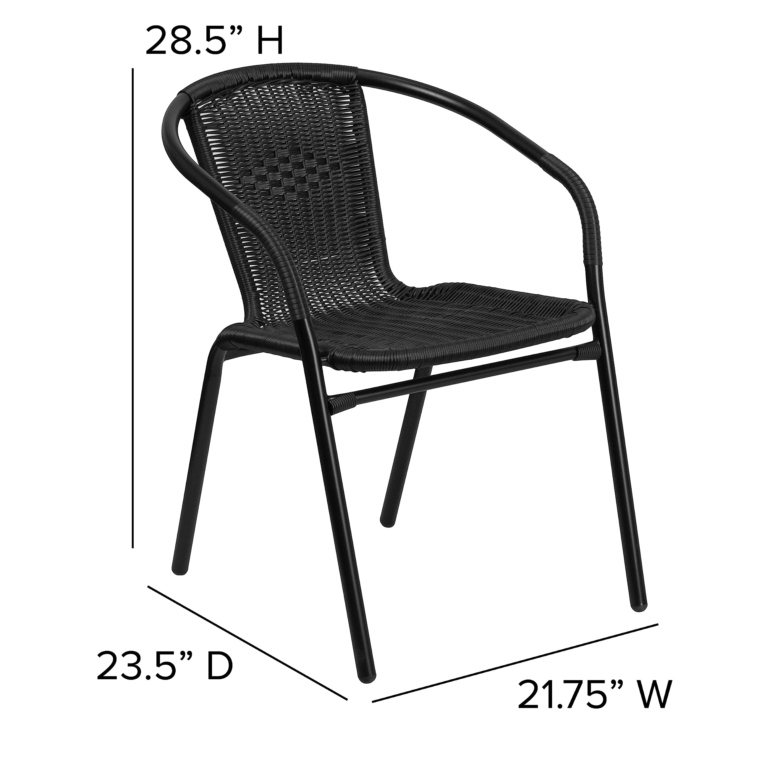 Flash Furniture Lila next to a table for scale showing full-size seating and proportion