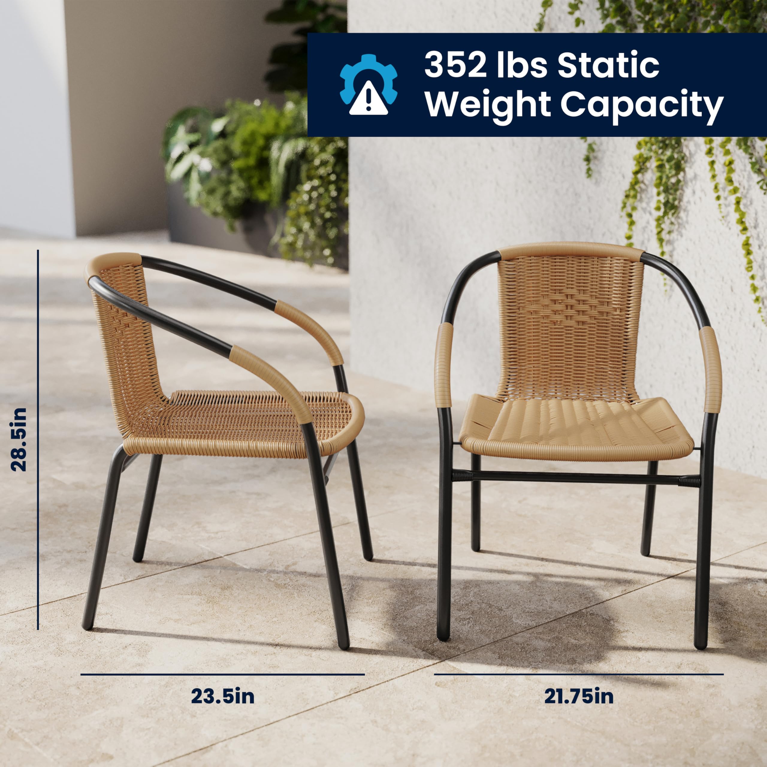 Flash Furniture Lila next to person for scale illustrating comfortable seat size