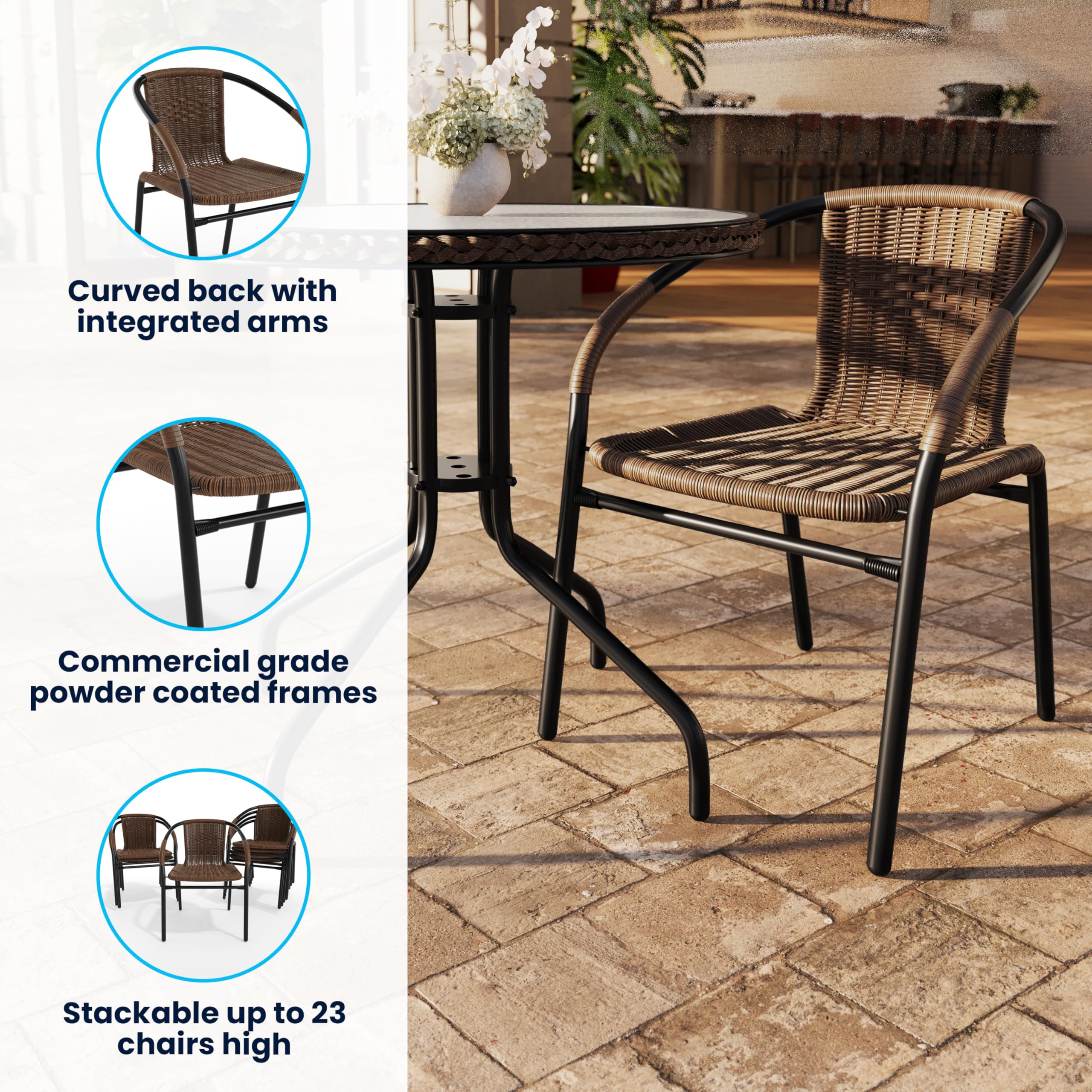 Flash Furniture seat and armrest detail showing ergonomic shape and user comfort advantage
