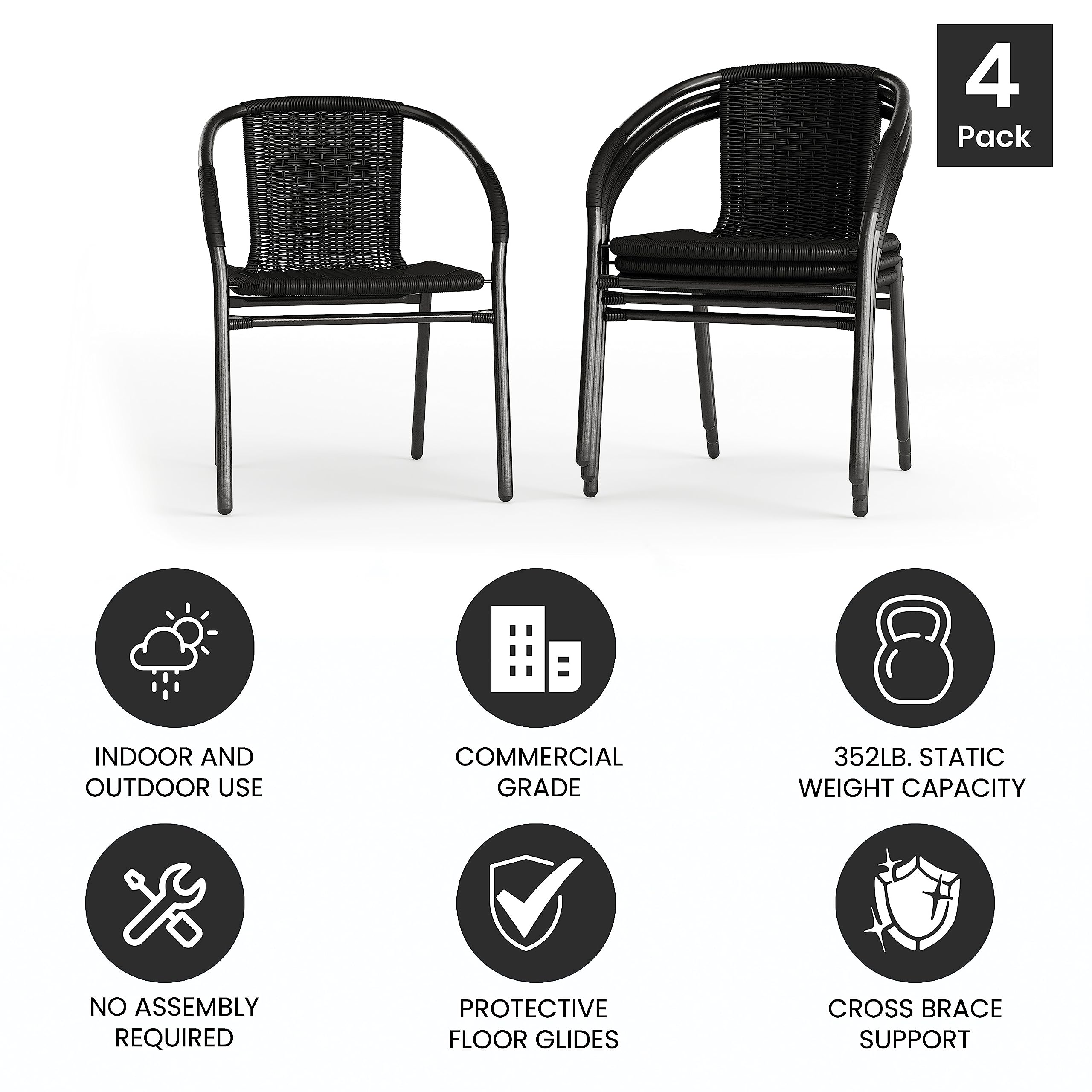 Flash Furniture Lila stacked chairs demonstrating compact storage and space-saving benefit