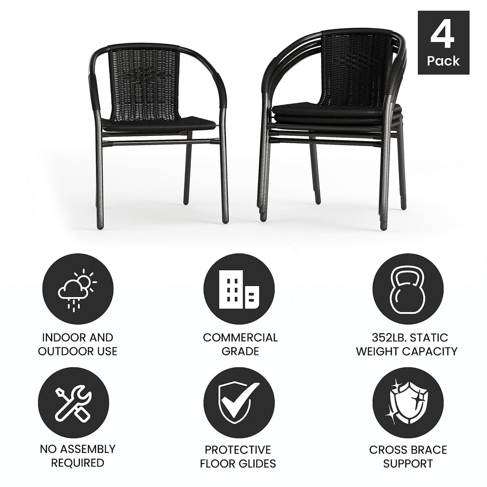Flash Furniture Lila stacked chairs demonstrating compact storage and space-saving benefit