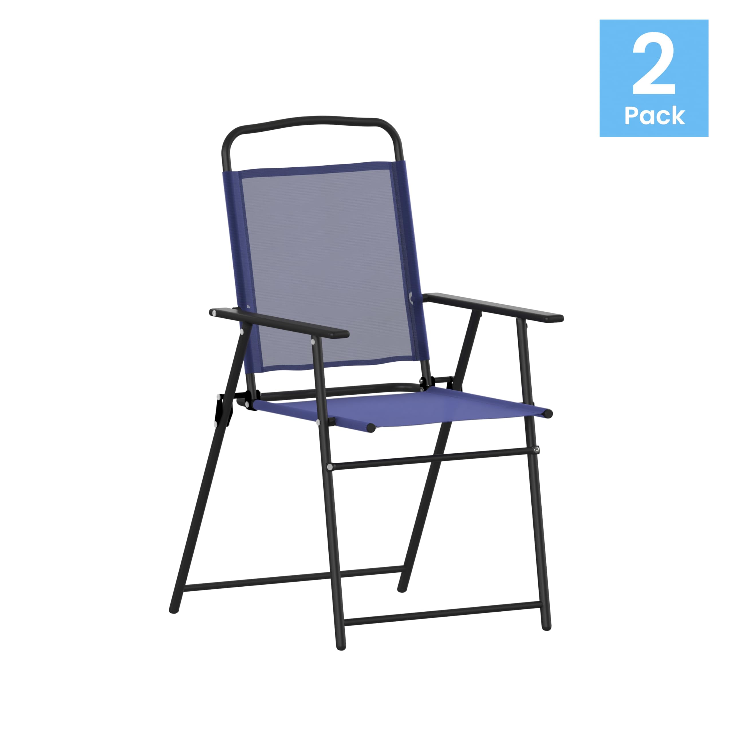 Flash Furniture folded profile navy chair illustrating portable storage benefit