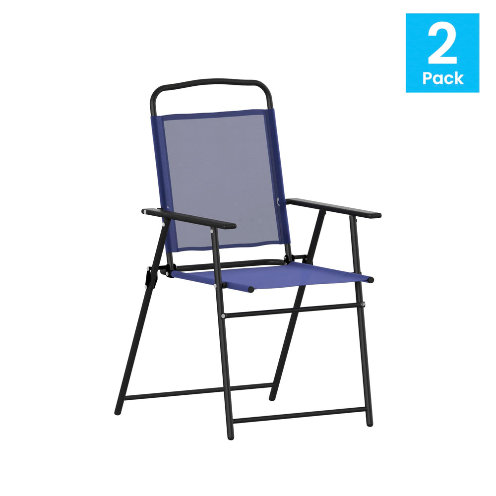 Flash Furniture folded profile navy chair illustrating portable storage benefit