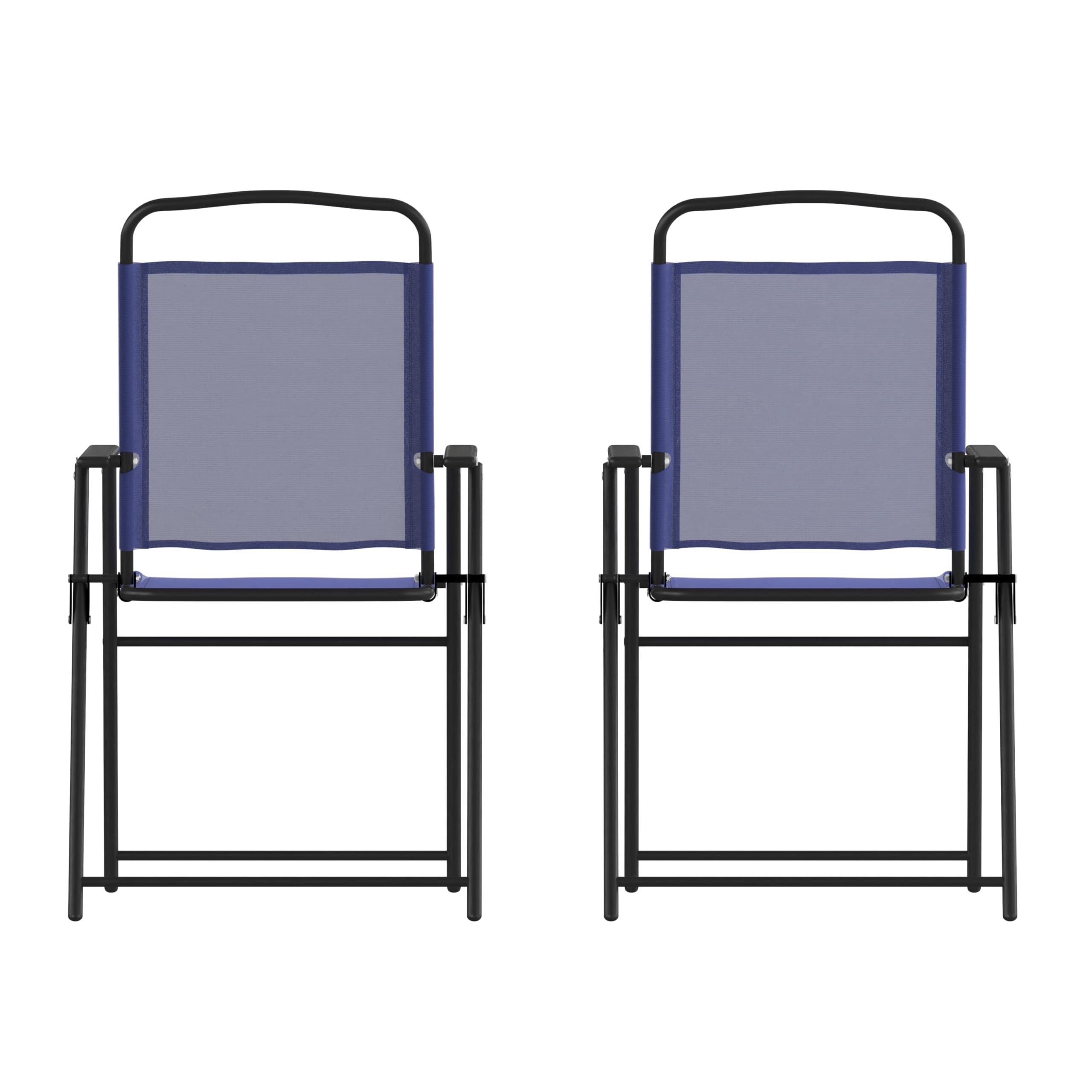 Flash Furniture front view navy sling chair showing compact design and comfort