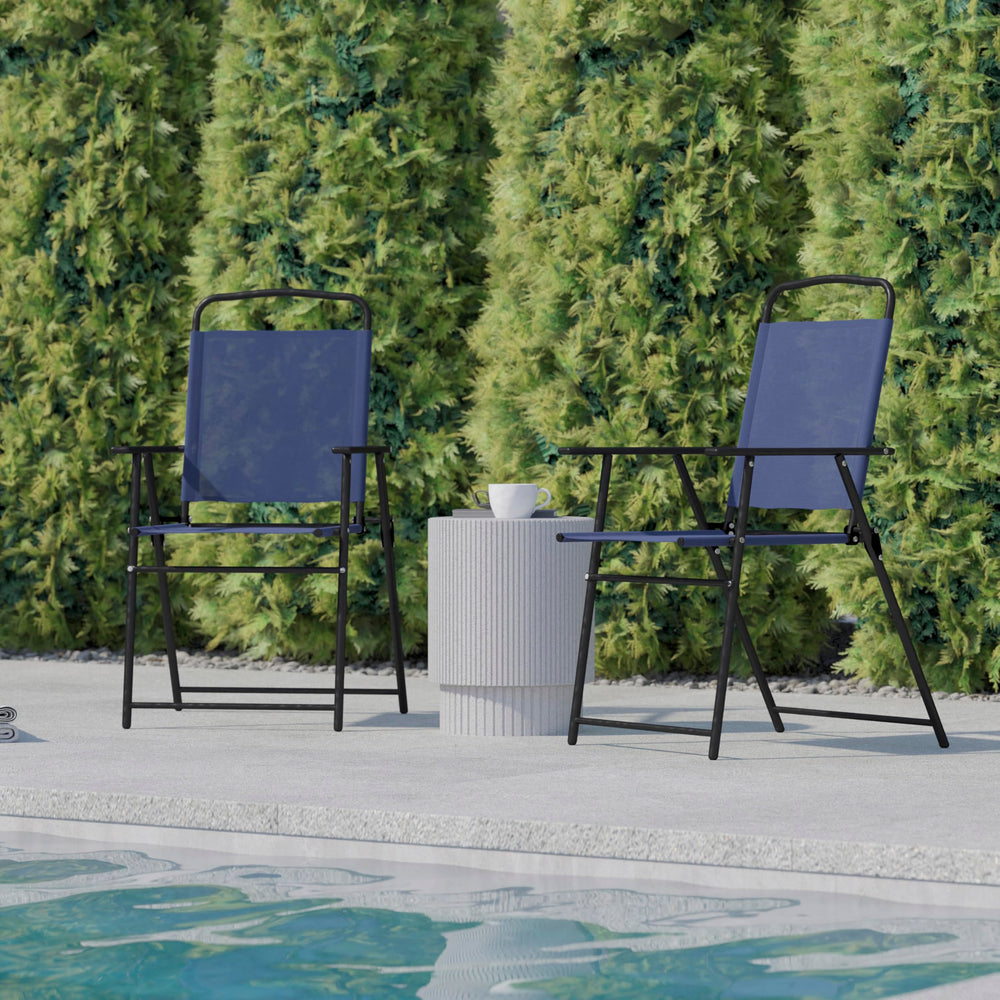 Flash Furniture chair with person for scale showing suitable seating dimensions