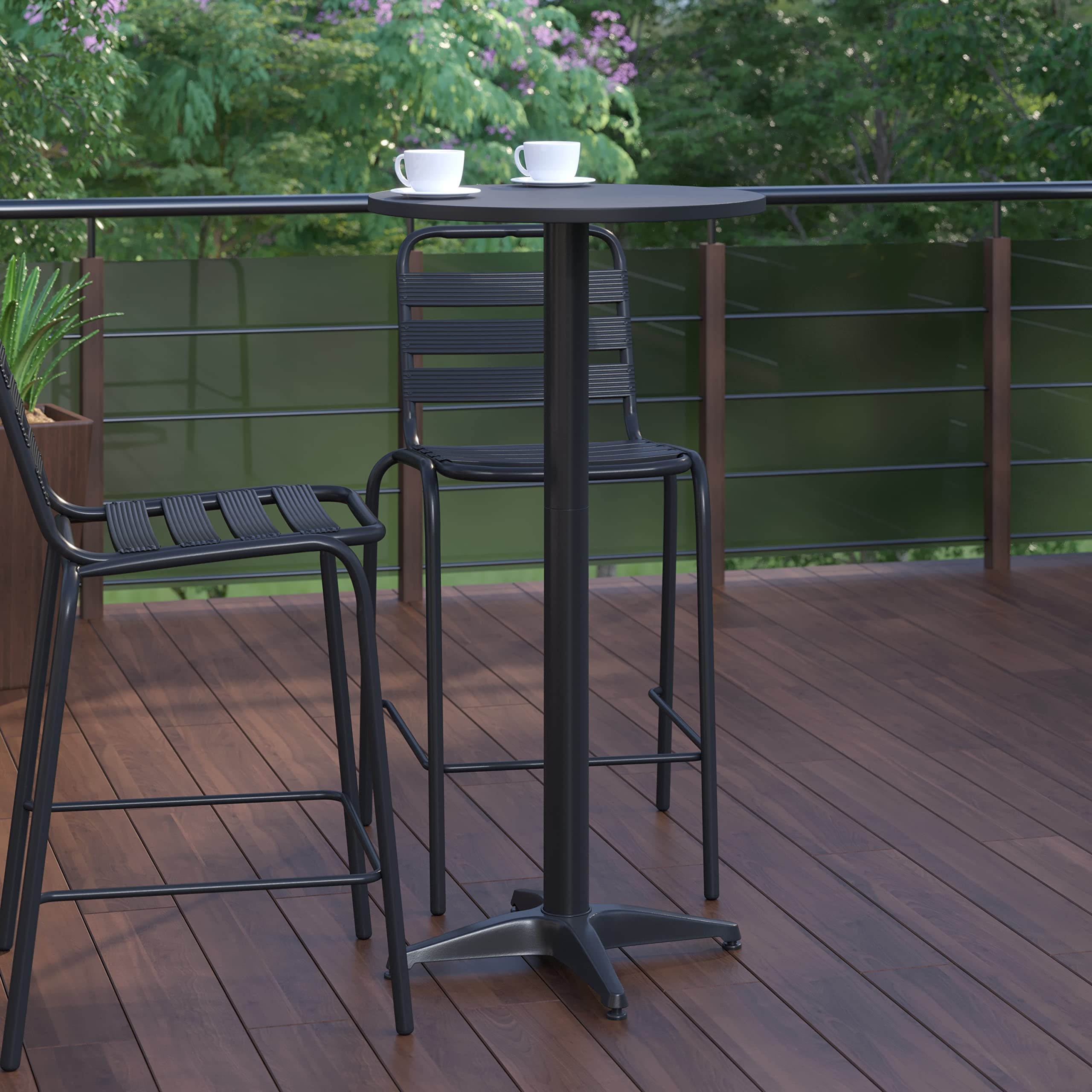 Flash Furniture table on a covered patio demonstrating outdoor-ready finish