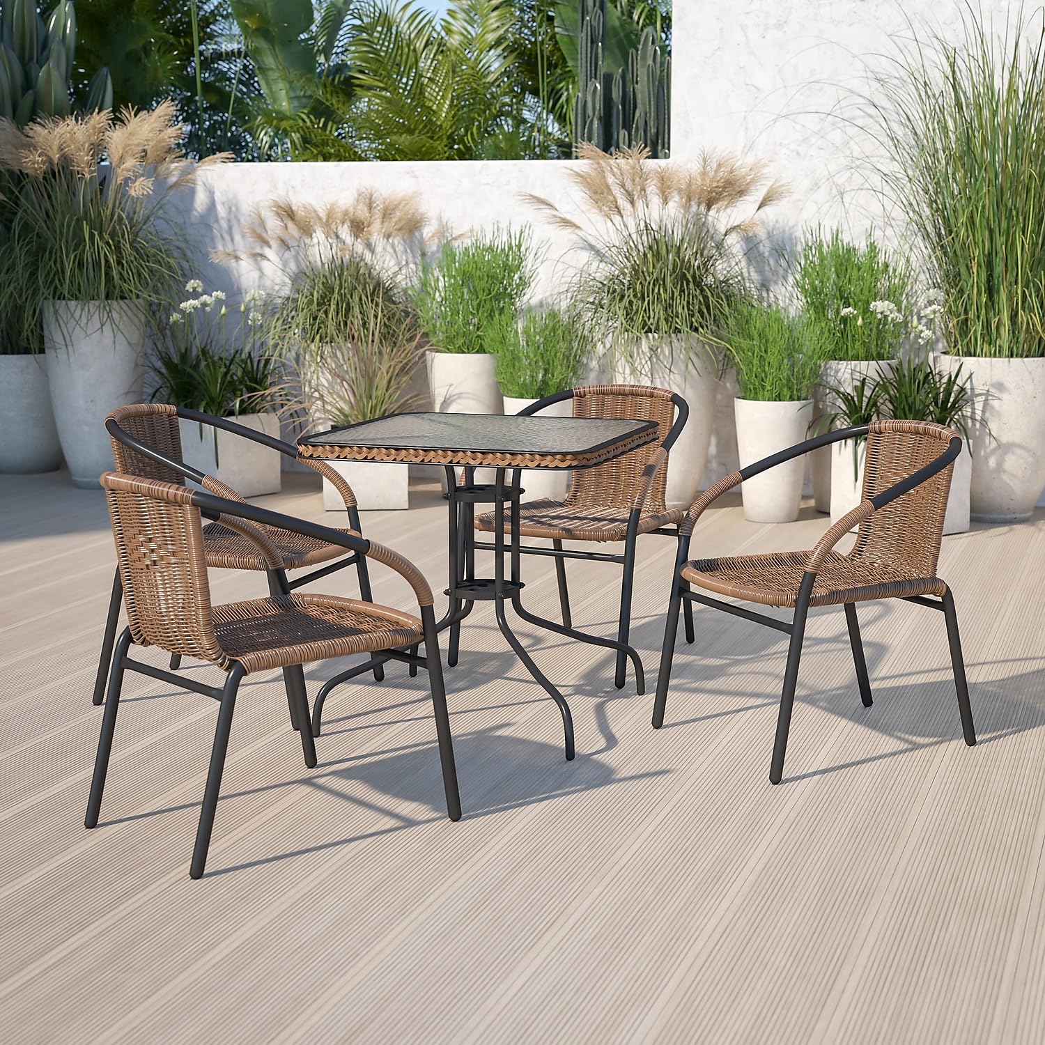 Flash Furniture close-up of ripple tempered glass top highlighting smooth spill-resistant surface