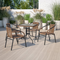 Flash Furniture close-up of ripple tempered glass top highlighting smooth spill-resistant surface