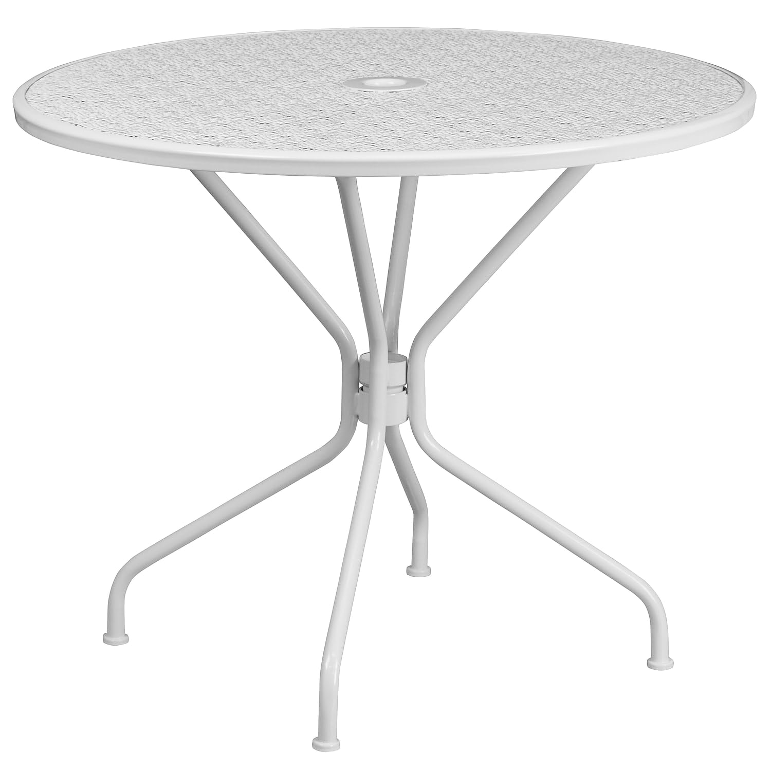 Flash Furniture round table front view shows modern design and clean white finish