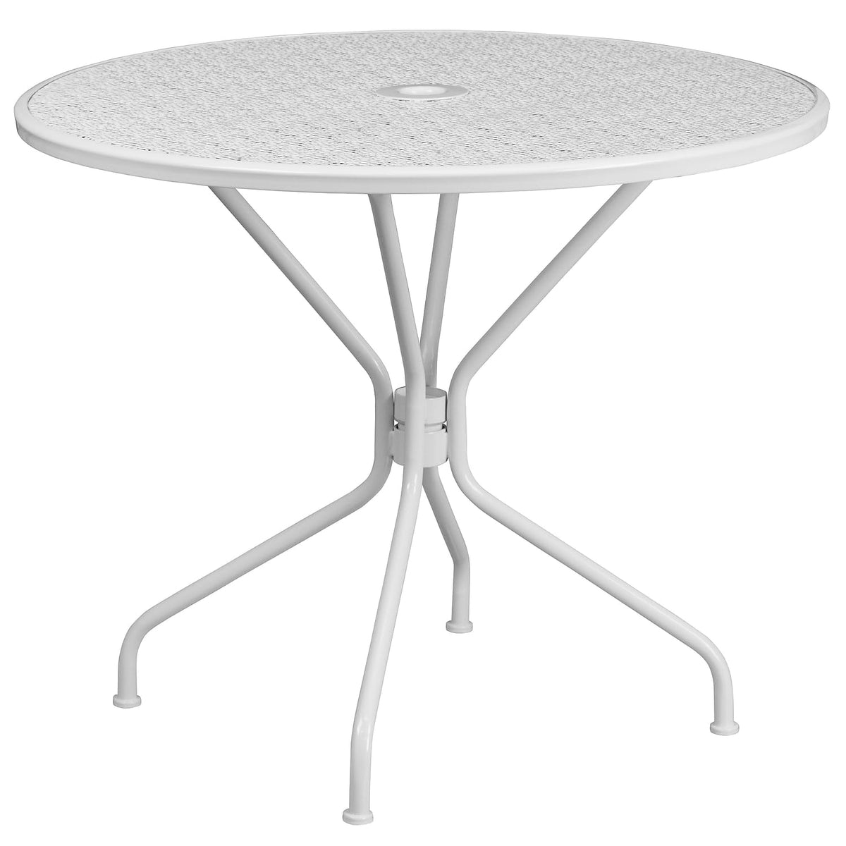 Flash Furniture round table front view shows modern design and clean white finish