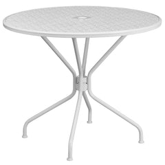 Flash Furniture round table front view shows modern design and clean white finish