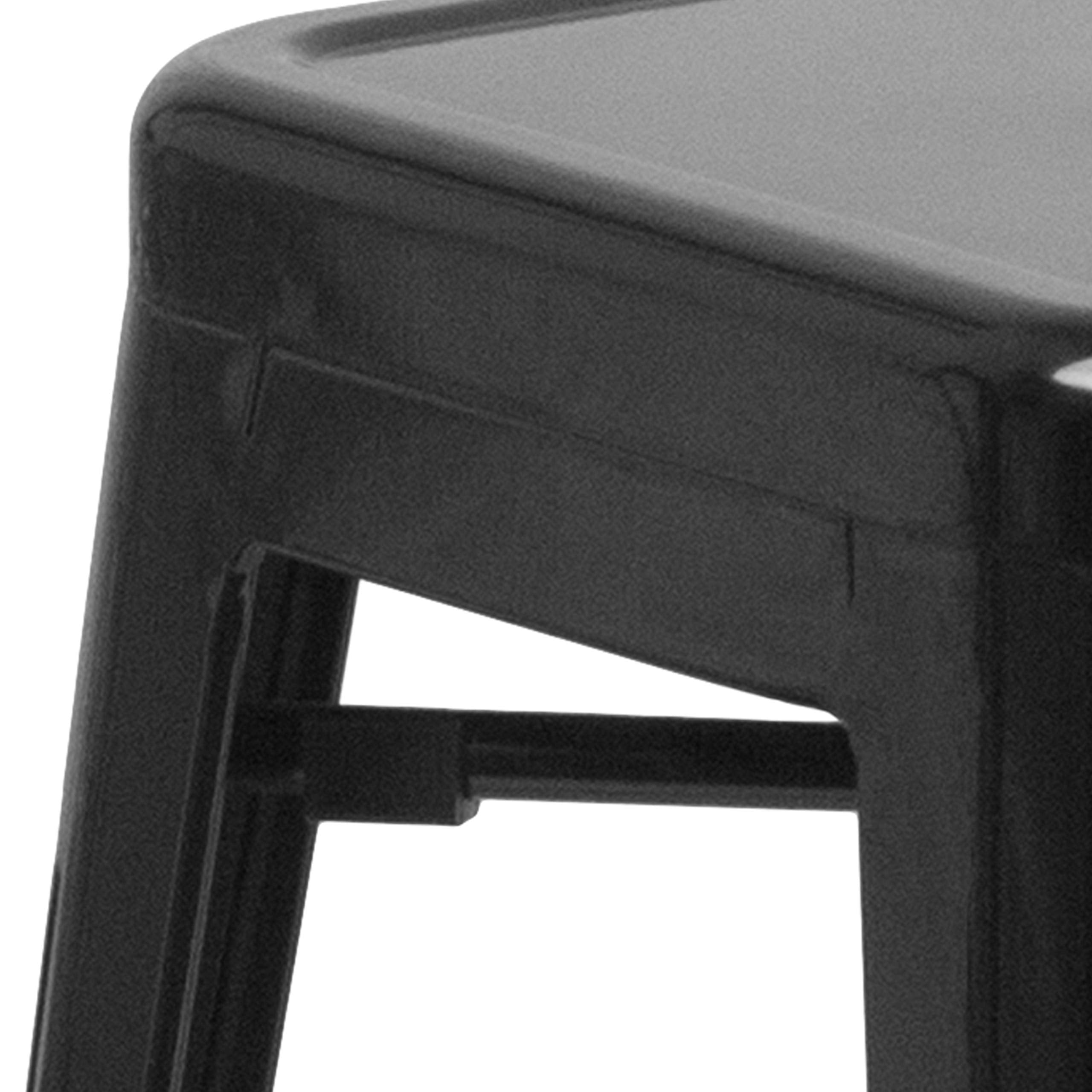 Flash Furniture stool beside tape measure showing compact dimensions for planning