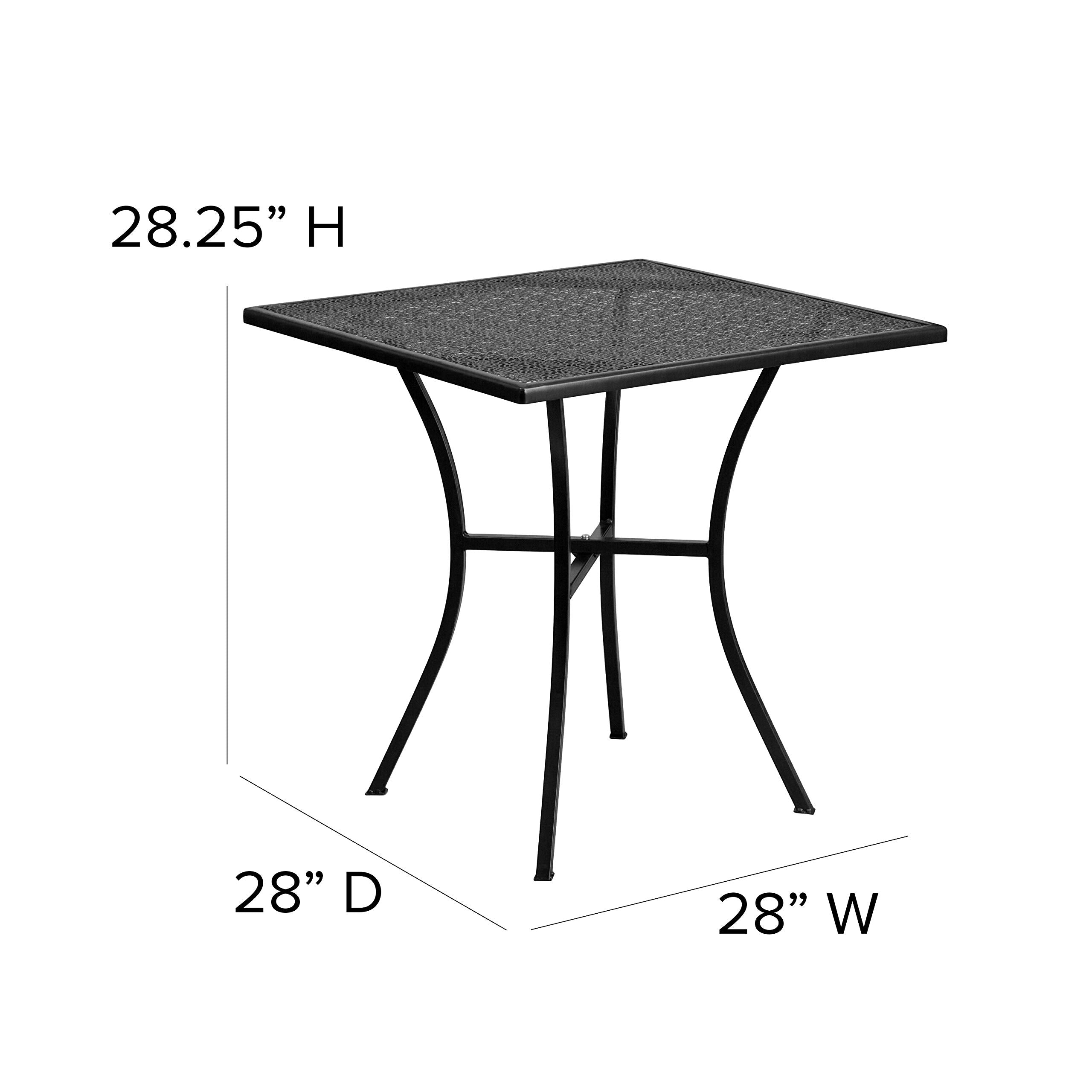 Flash Furniture table with chair for scale showing compact dining fit and comfort