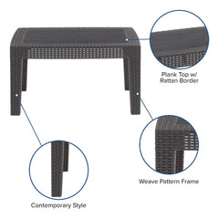 Flash Furniture Seneca woven rattan border detail showing handcrafted look without natural-fiber maintenance