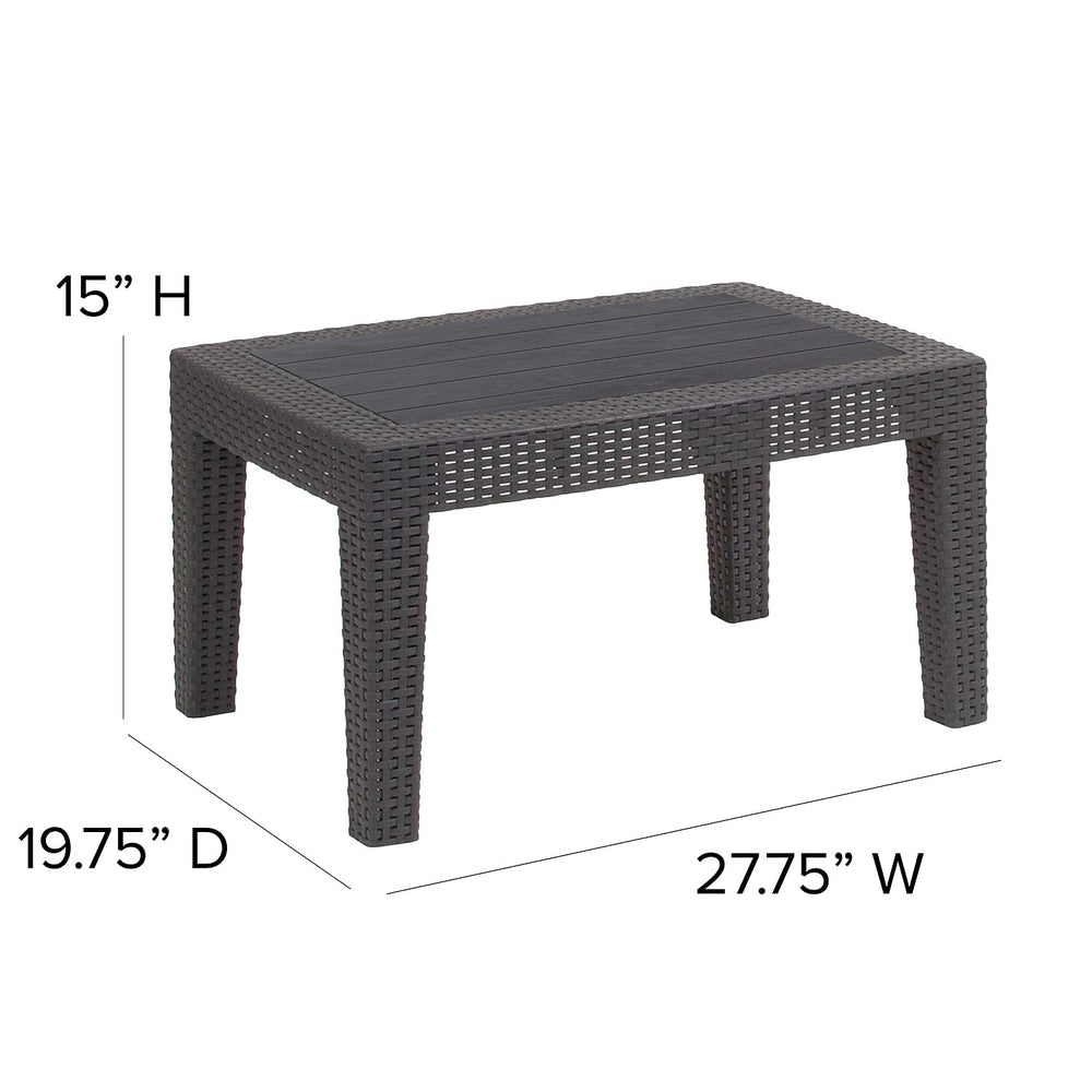 Flash Furniture Seneca side profile showing 15-inch low height ideal for lounge seating
