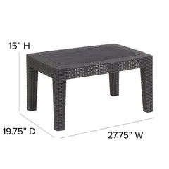 Flash Furniture Seneca side profile showing 15-inch low height ideal for lounge seating