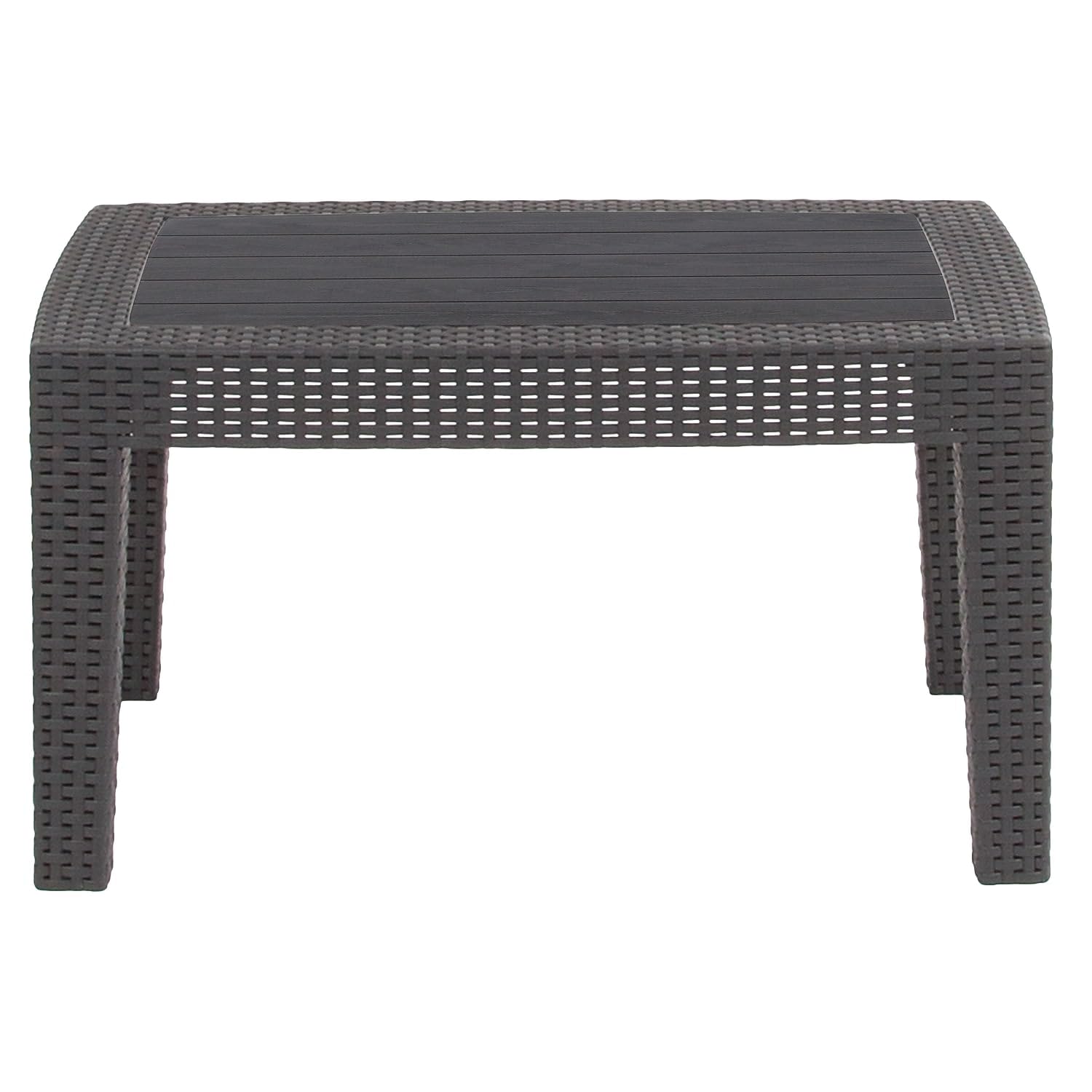 Flash Furniture Seneca next to outdoor chair showing scale and practical footprint for small decks