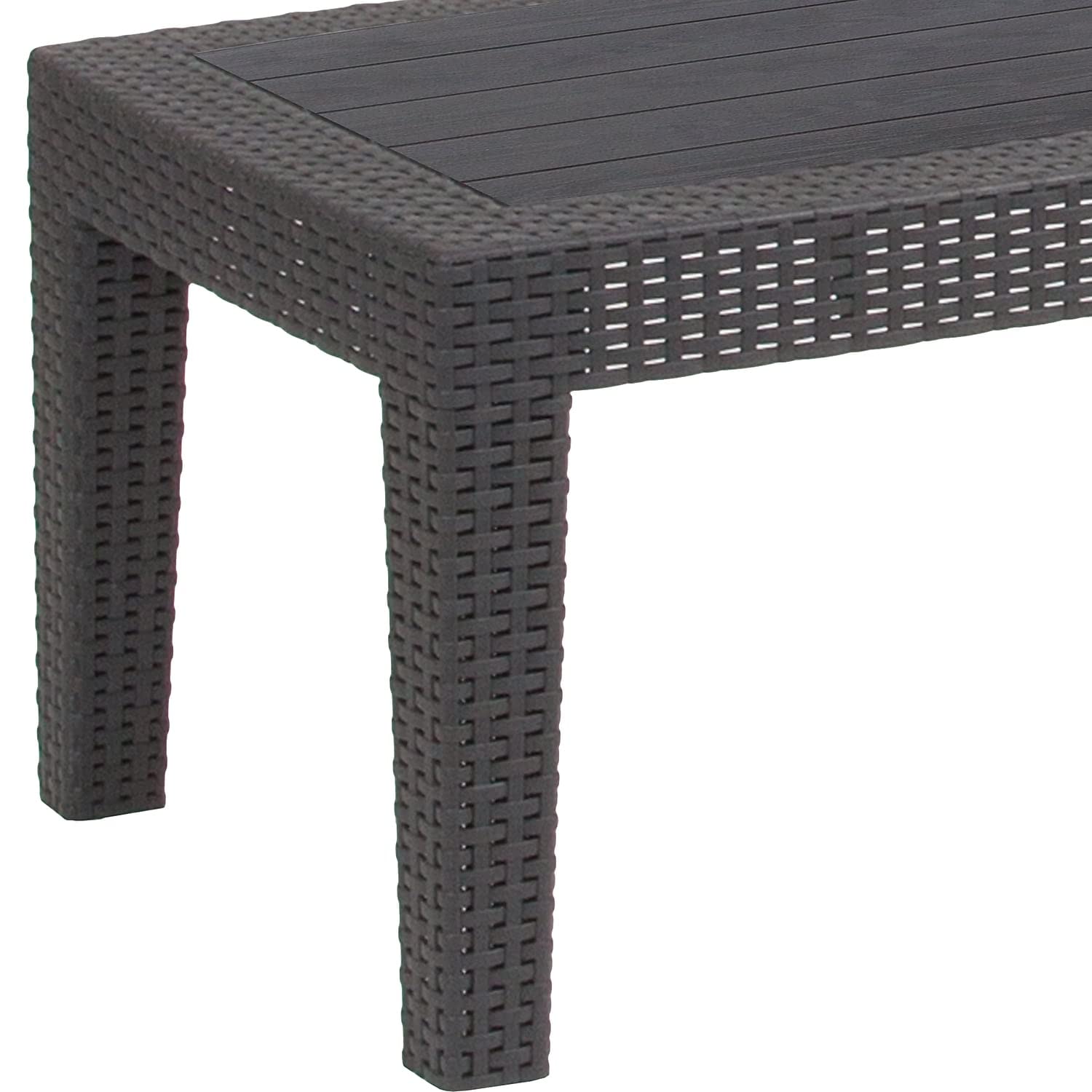Flash Furniture Seneca styled with decor and plants showing how it completes an outdoor living space